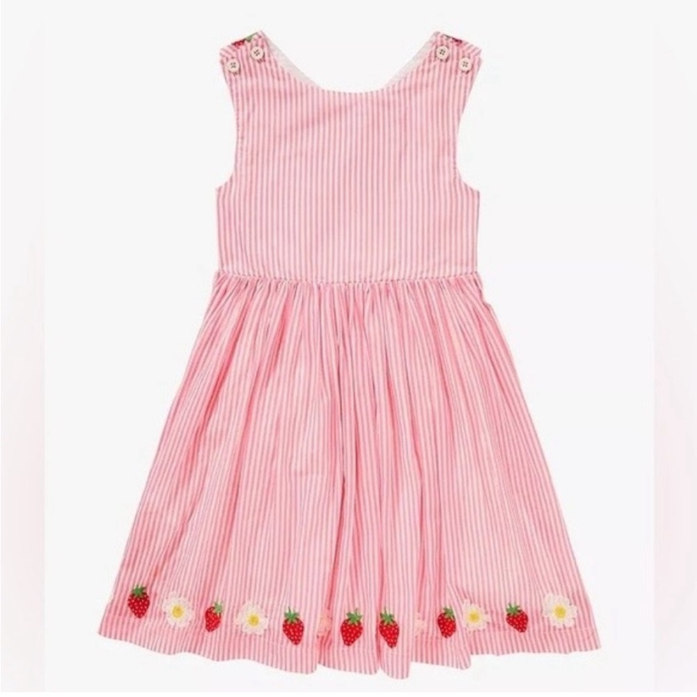 Mini Boden cross strap strawberry dress